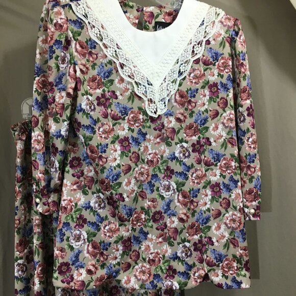 Vintage 80s/90s Whirlaway Skirt Set White Collar Shoulder Pads Paper Tag 12P - Picture 2 of 8